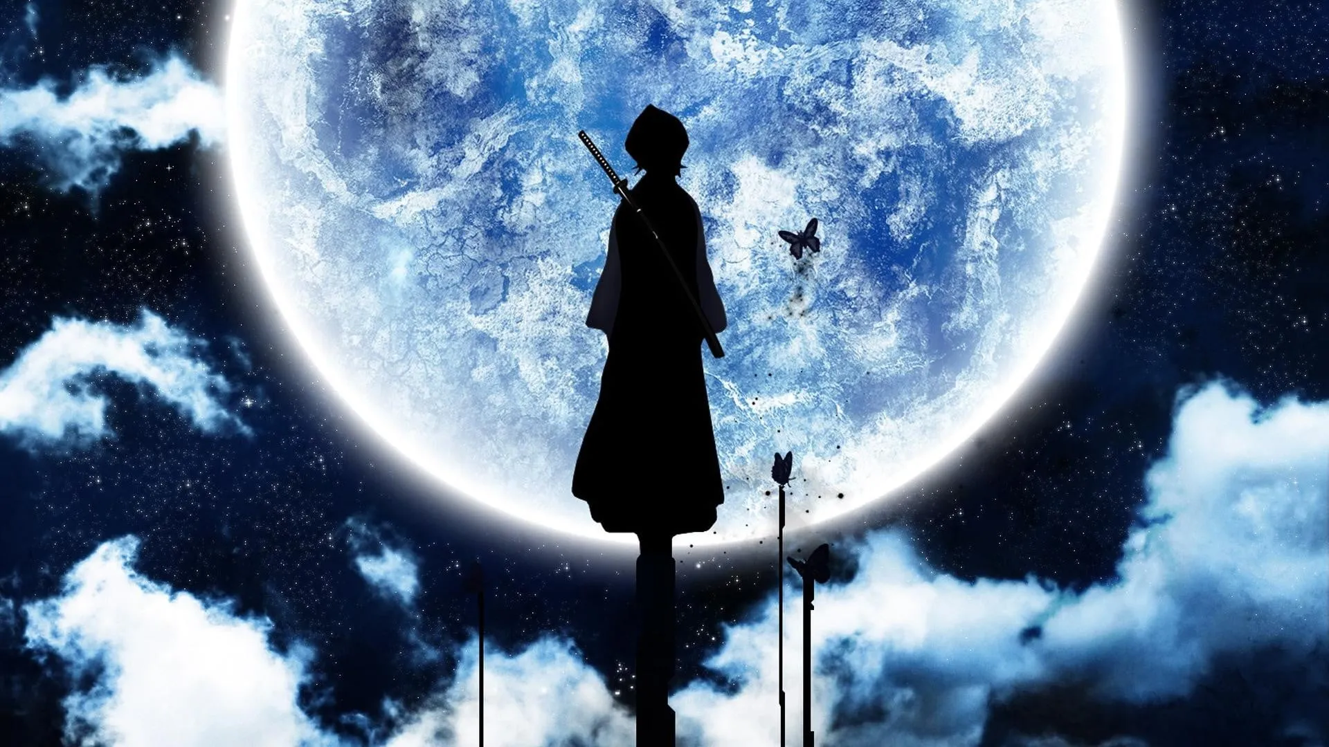 Rukia — Silhouette Lune — Wallpaper Bleach